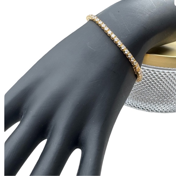 Wanderlust + Co Jewelry - Wanderlust + Co CZ Tennis Bracelet 14K Gold Vermeil 6.25 Delicate